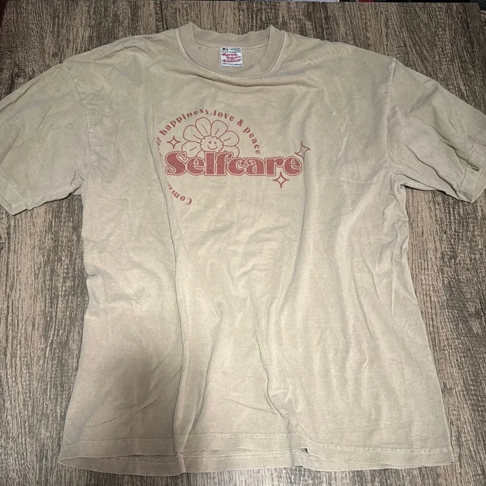 Beige Selfcare Graphic T-Shirt - Picture 1 of 3